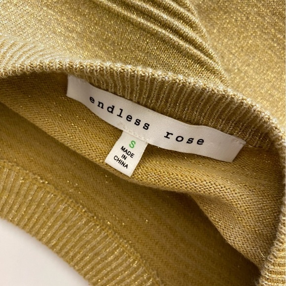 Endless Rose || Metallic Gold Striped Sweater Crew Neck Short Sleeve Small - Picture 5 of 8